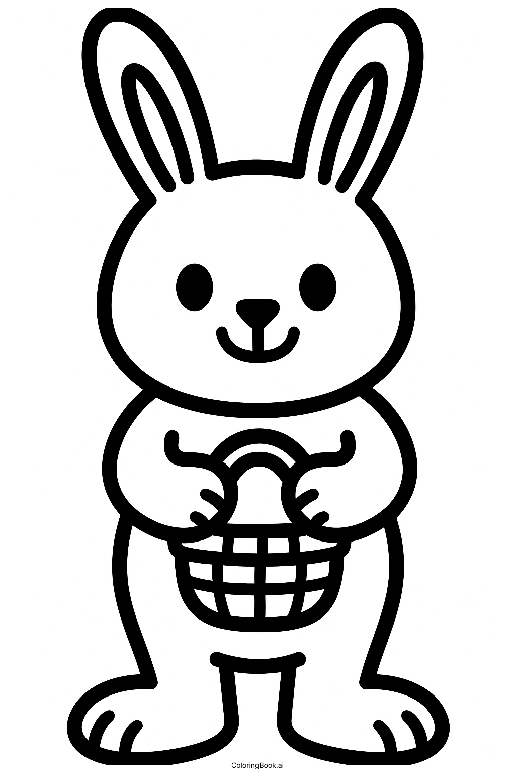  Bunny Rabbit With Basket Coloring Page 