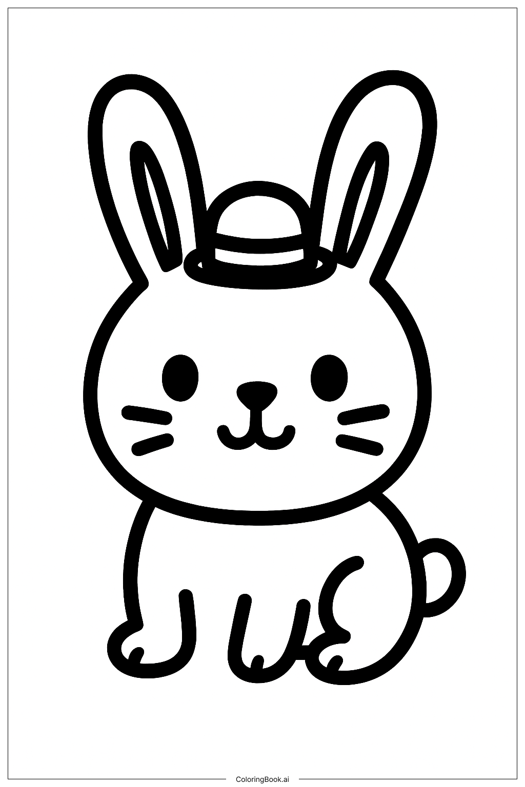  戴帽子的小兔子填色页 