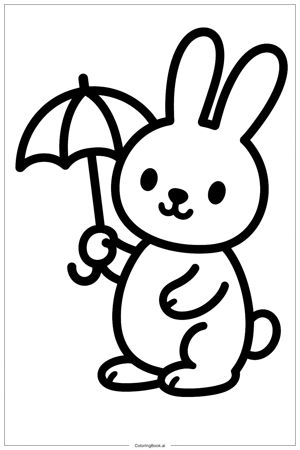  Bunny Rabbit With Umbrella Coloring Page 