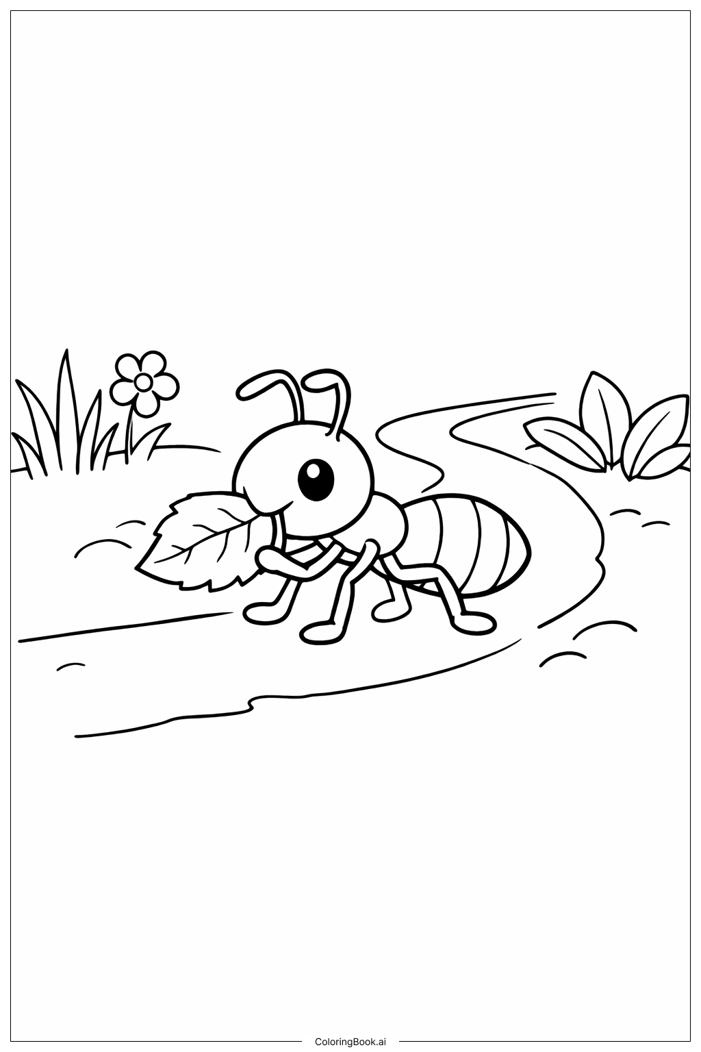 忙碌的小昆虫工人填色页