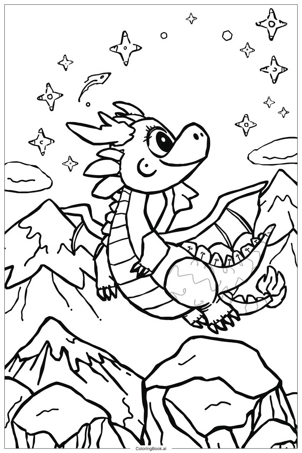  Ice Dragon Flight Coloring Page 