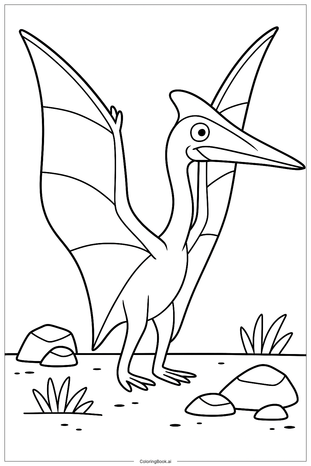  Página para colorir de Quetzalcoatlus Esticando Suas Asas Gigantes 