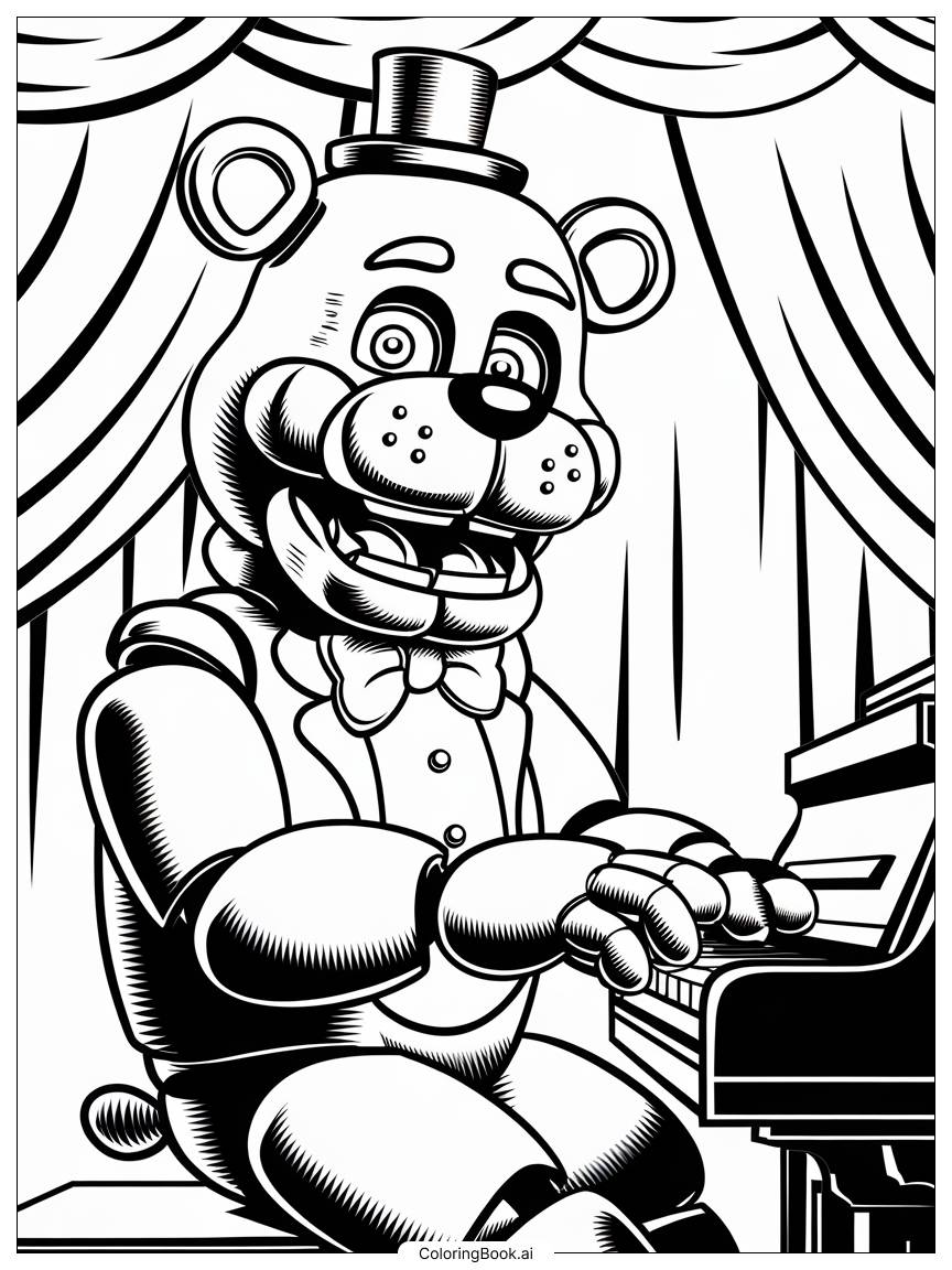  five nights at freddy Lefty guarding the stage Coloring Page 