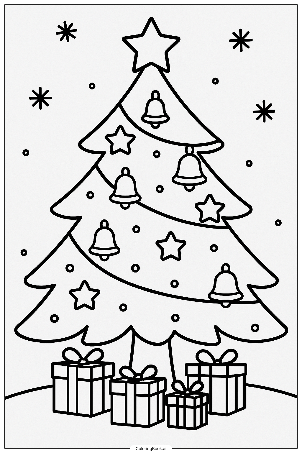  장식이 있는 대림절 나무 색칠공부 페이지 