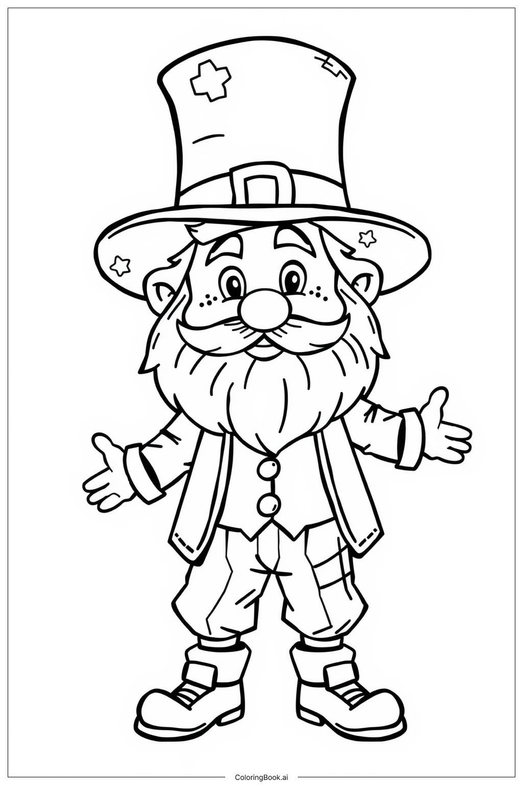  Página para colorir de Leprechaun celebrando o Dia de São Patrício 