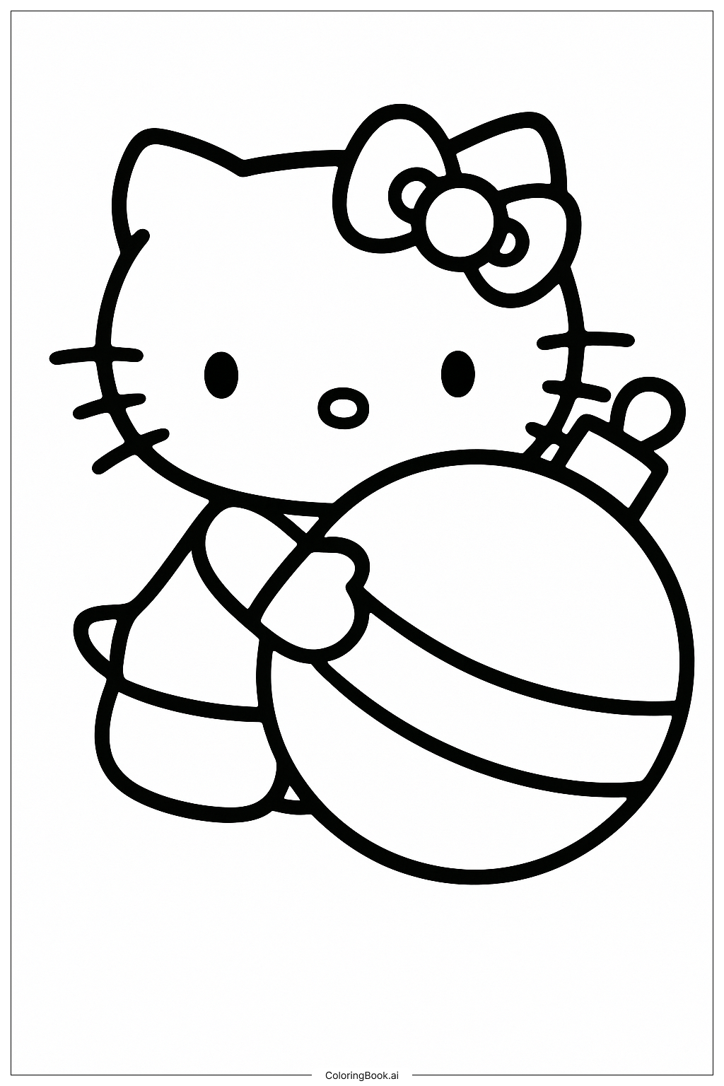  Hello Kitty Holding A Christmas Ornament Coloring Page 