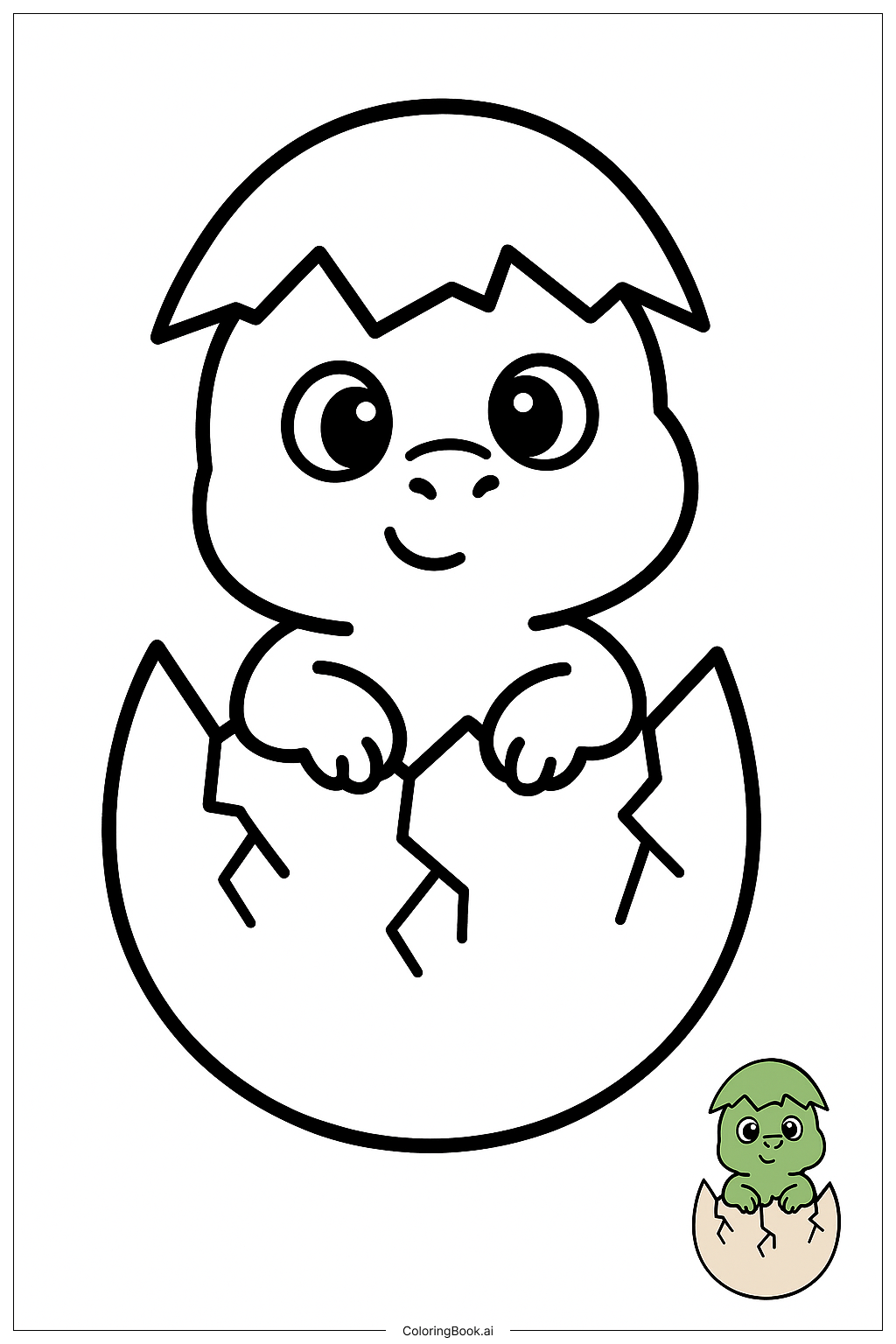  Page de coloriage Bébé dinosaure éclot d'un œuf 
