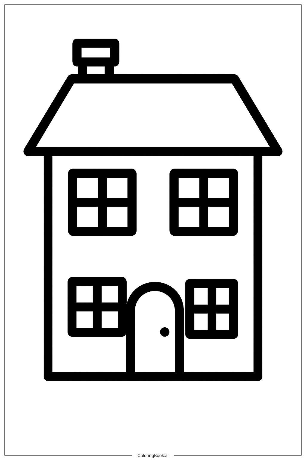A Basic Two-Story House Coloring Page