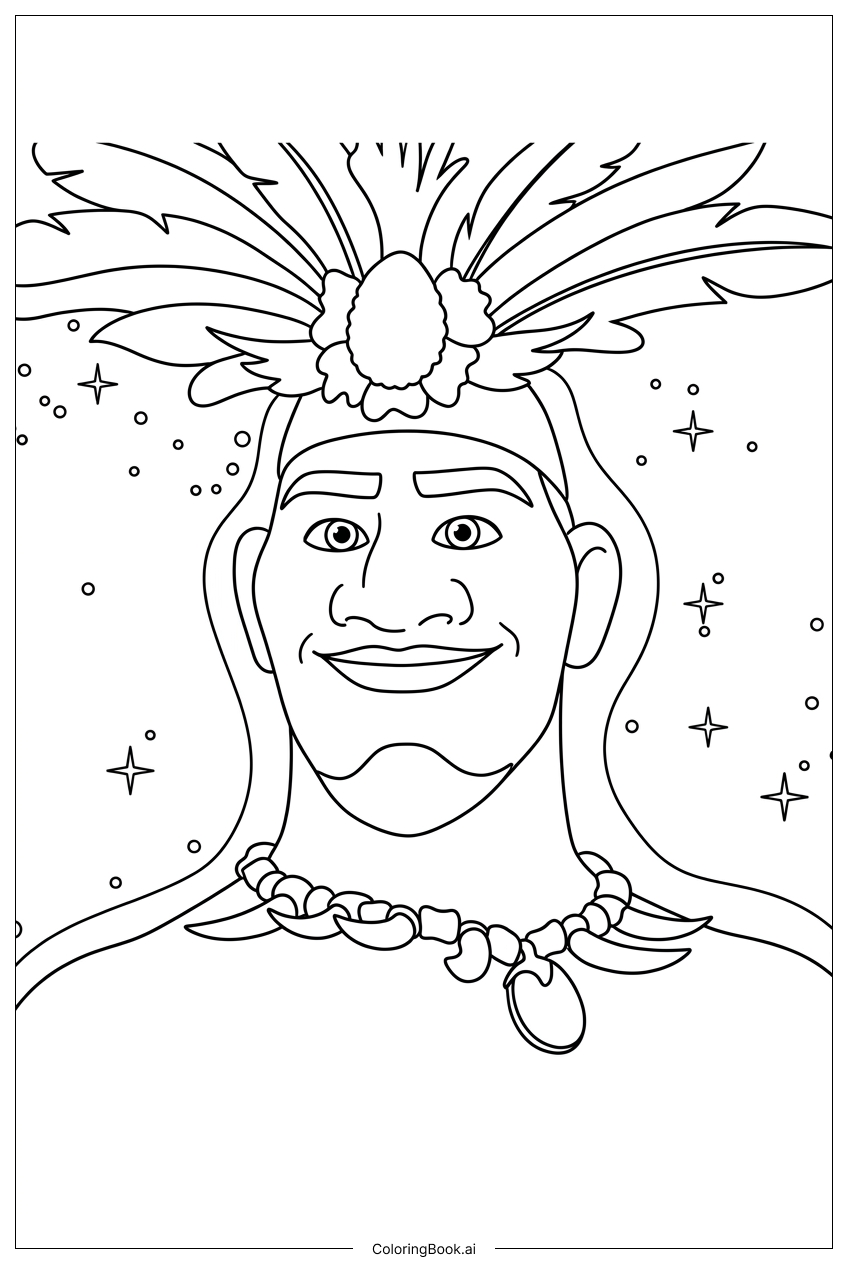  Moana 2 Tänzerin mit gefiedertem Festkopfschmuck Ausmalseite 