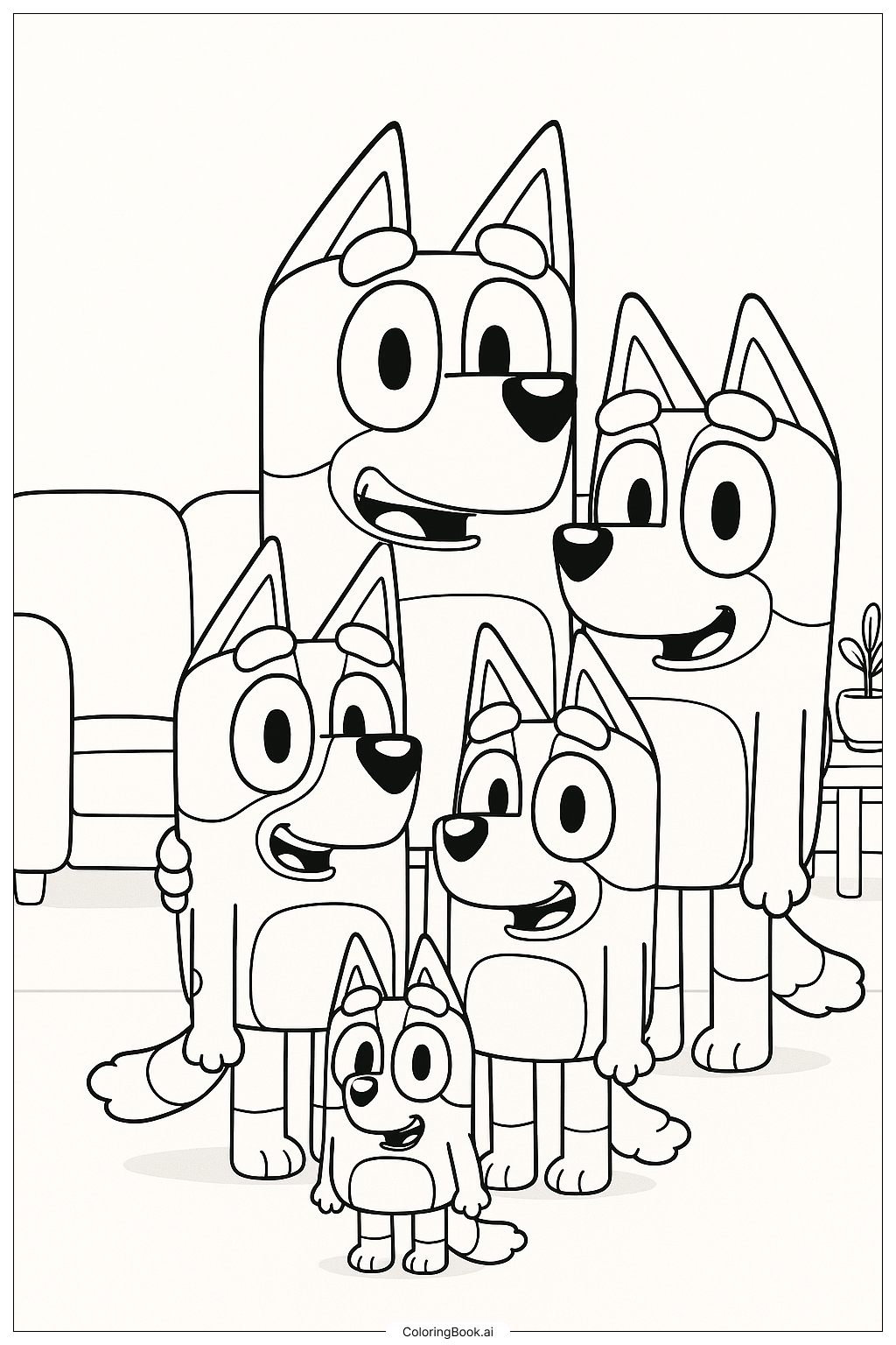 Das Heeler-Familienporträt mit Bluey Ausmalseite 