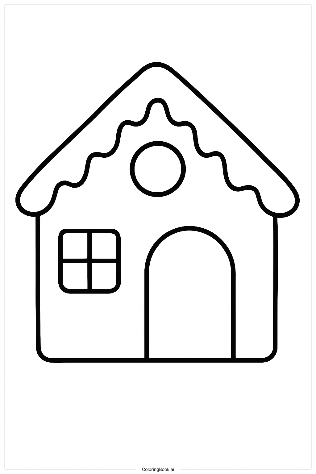 Gingerbread House With Icing Snow Coloring Page 