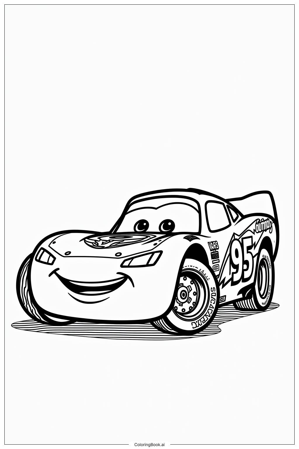  Página para colorir de Lightning McQueen Encontrando Fãs em um Evento de Carros 