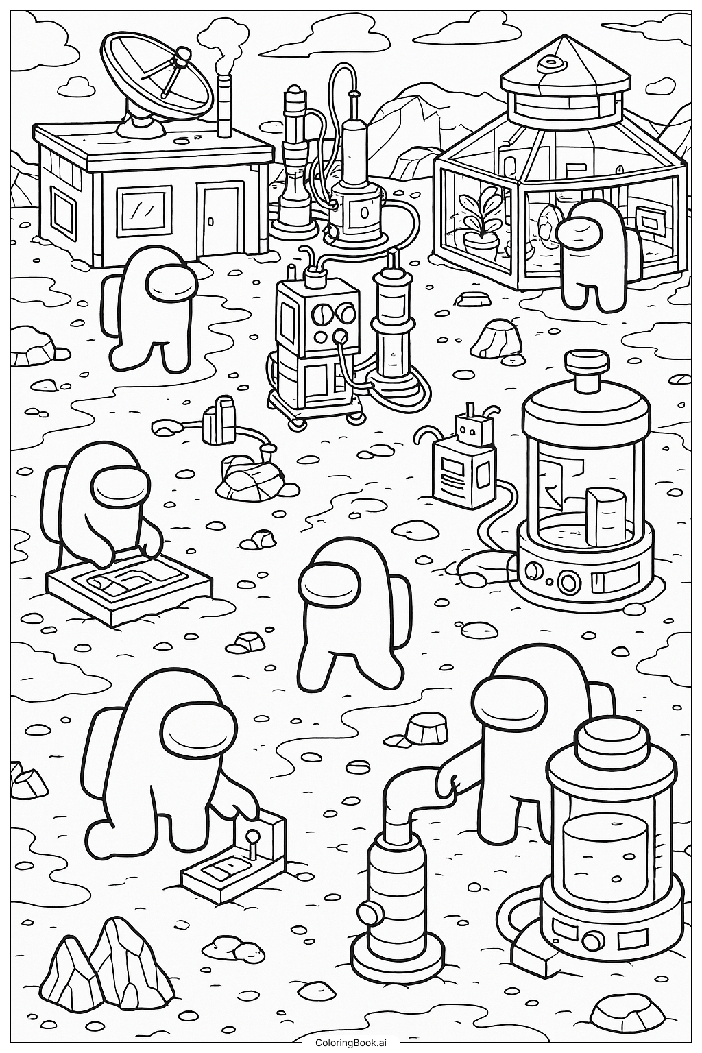  Among Us Crewmates On The Polus Map Coloring Page 