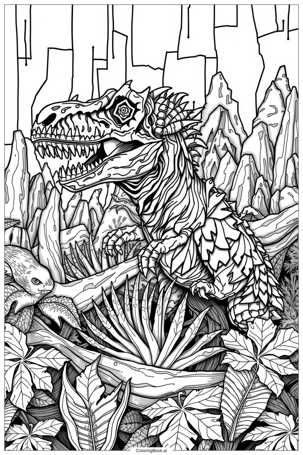  Jurassic World T-Rex Encounter Coloring Page 