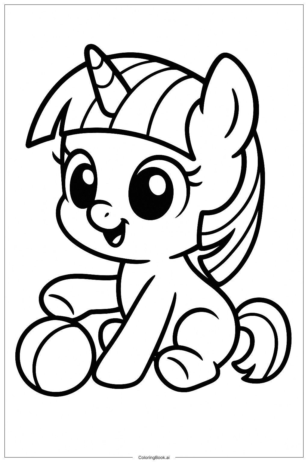 Page de coloriage Adorable petit Twilight Sparkle qui joue 