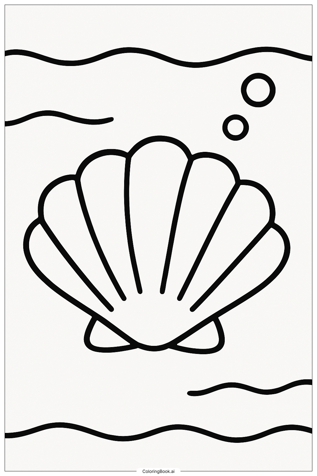  A Simple Seashell Under The Sea Coloring Page 