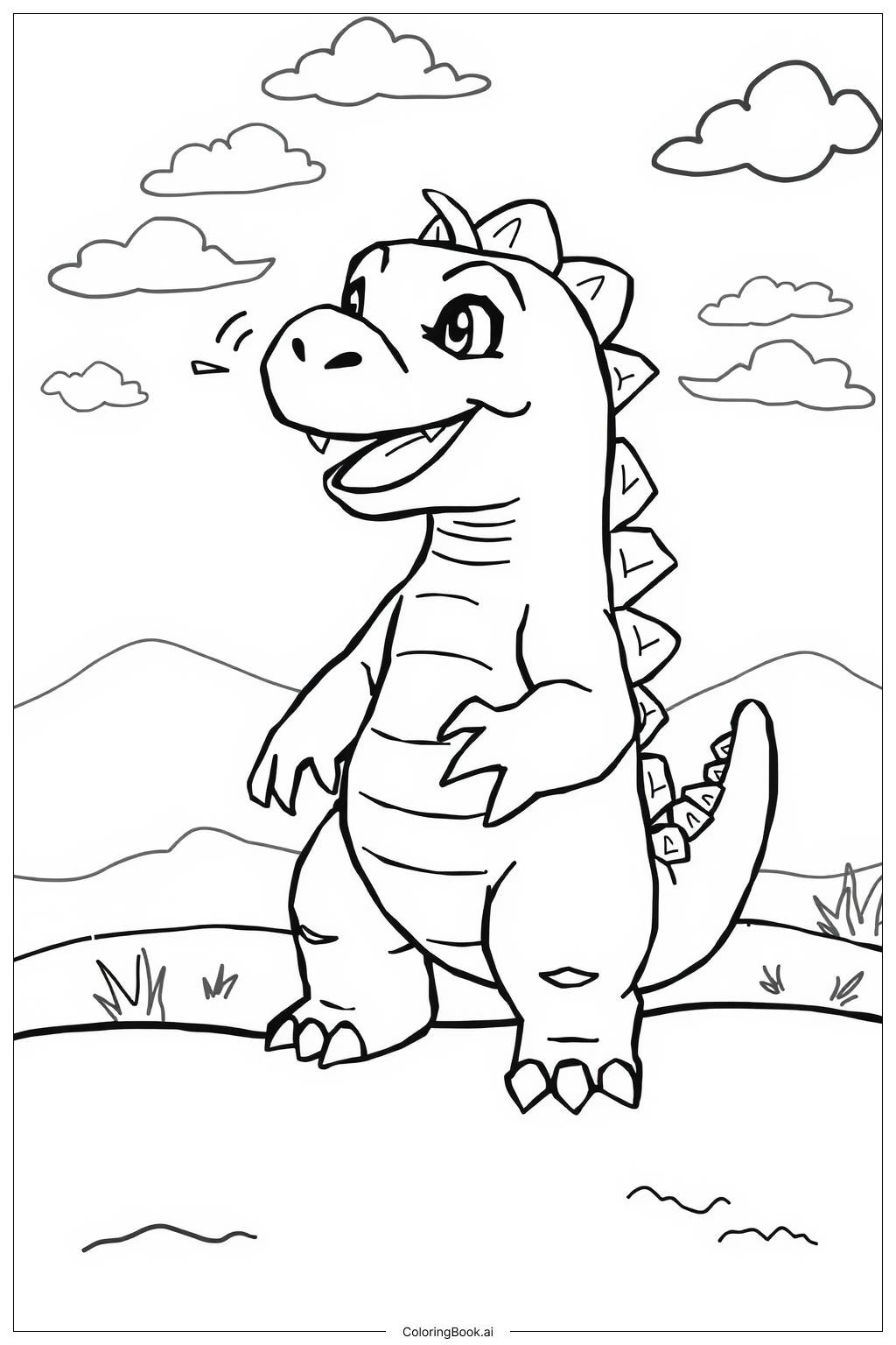  Página para colorear de bebé godzilla 