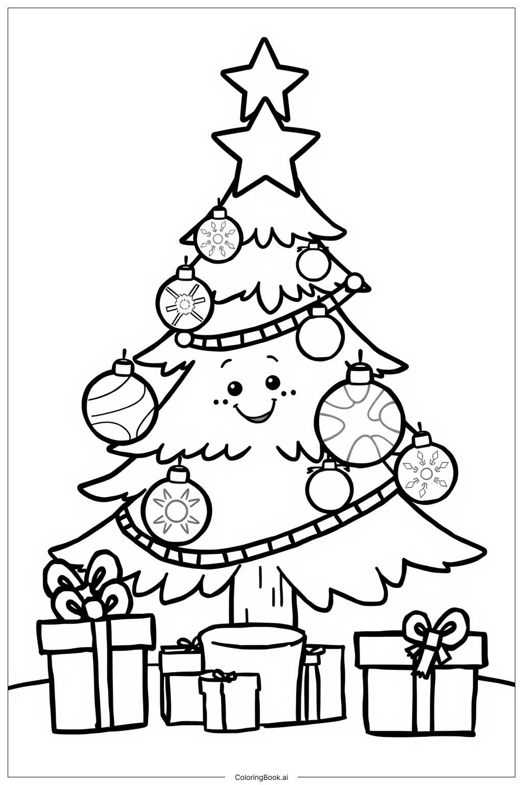  Easy Holiday Tree Coloring Page 