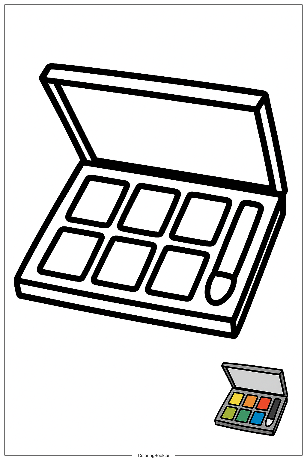  Página para colorear de Paleta de Sombras de Ojos Detallada Abierta 