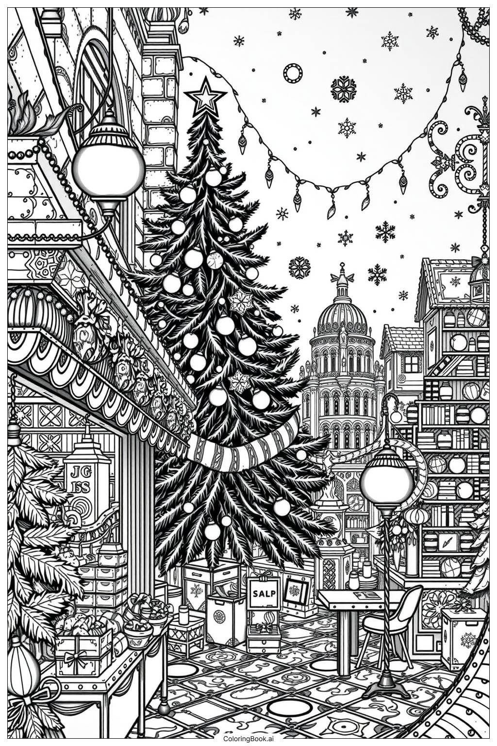  Christmas Tree Shopping Coloring Page 