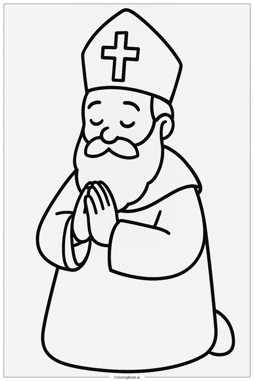 성 니콜라스 기도하는 모습 색칠공부 페이지