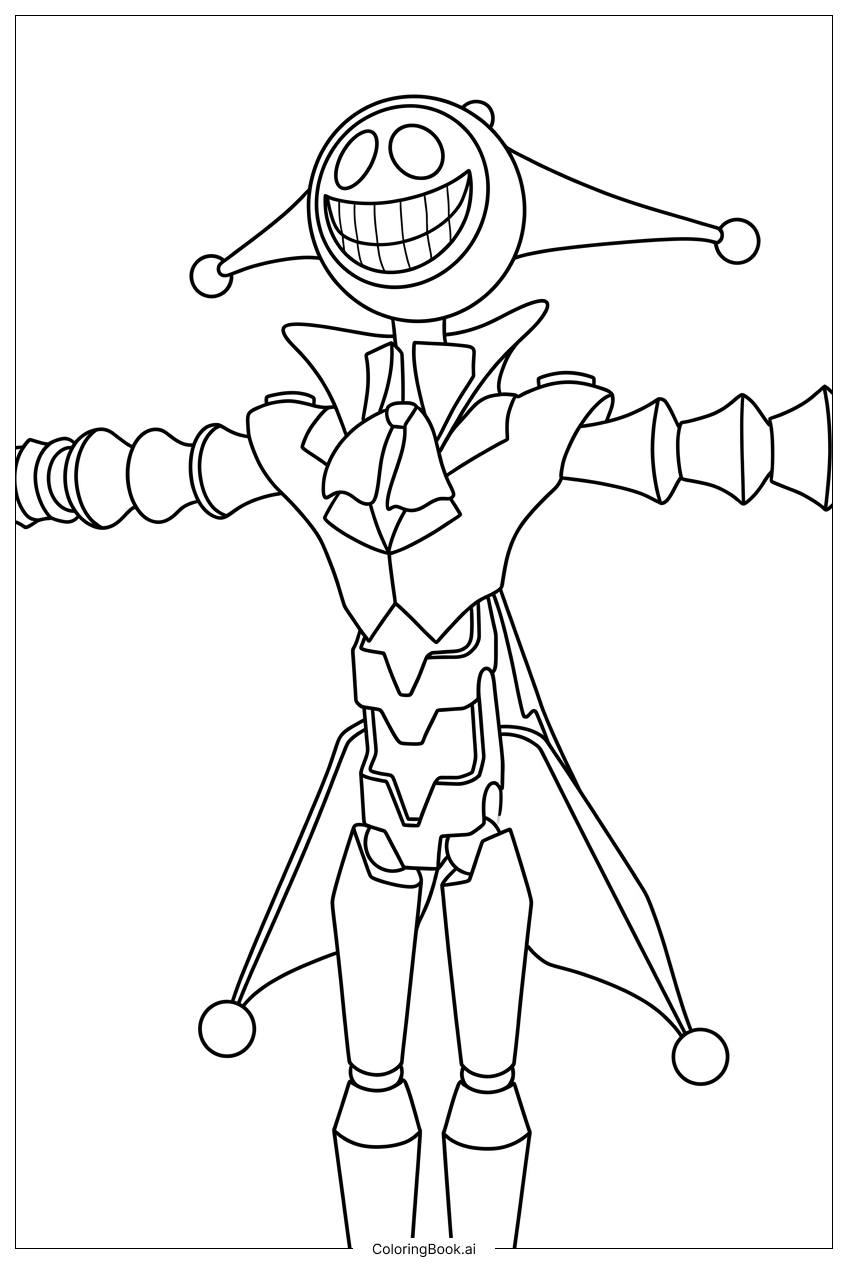 原型玩具工廠Poppy Playtime站立機器人張開雙臂著色頁