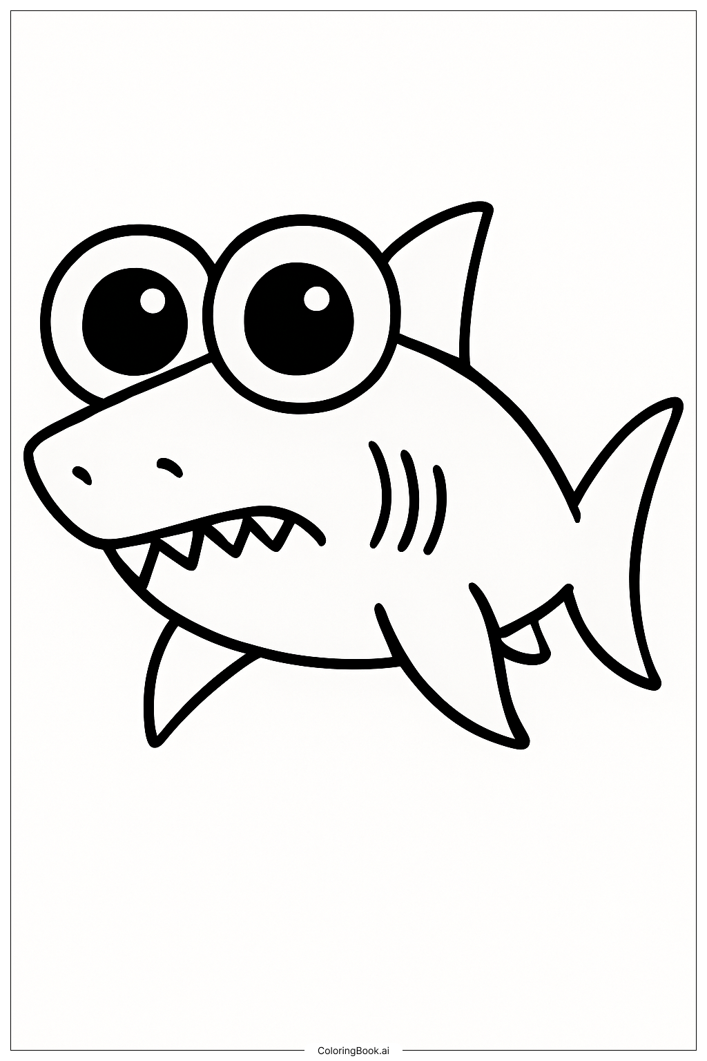  Megalodon mit großen Augen Ausmalseite 