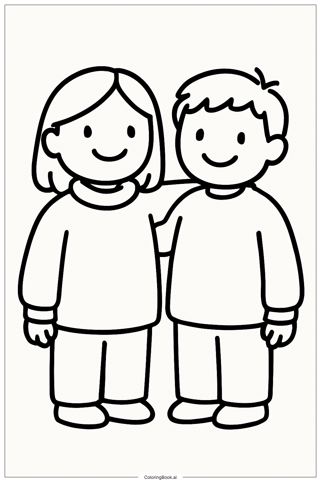 Cozy Friends Wearing Big Sweaters Coloring Page