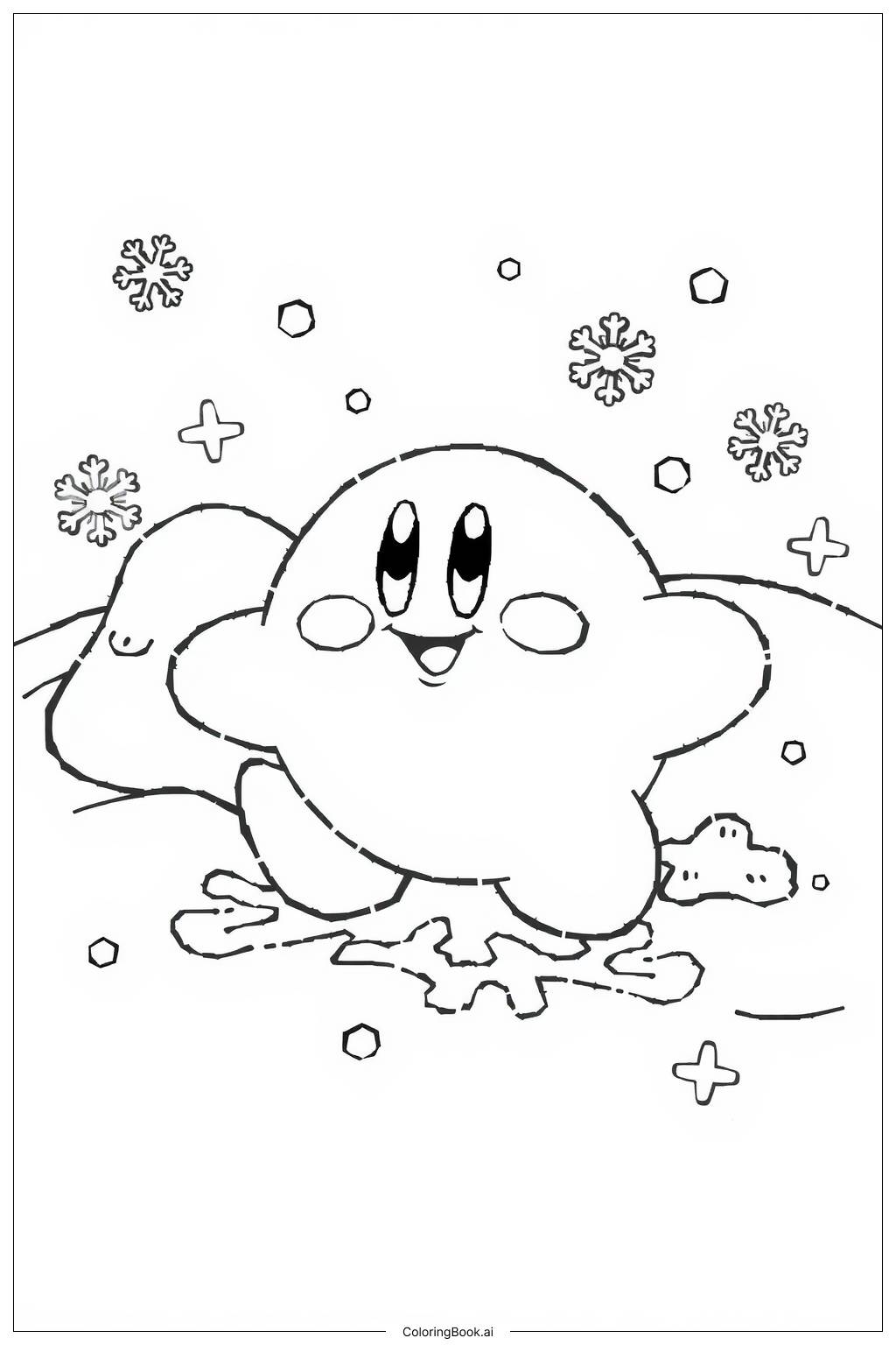  Kirby playing in the snow Coloring Page 