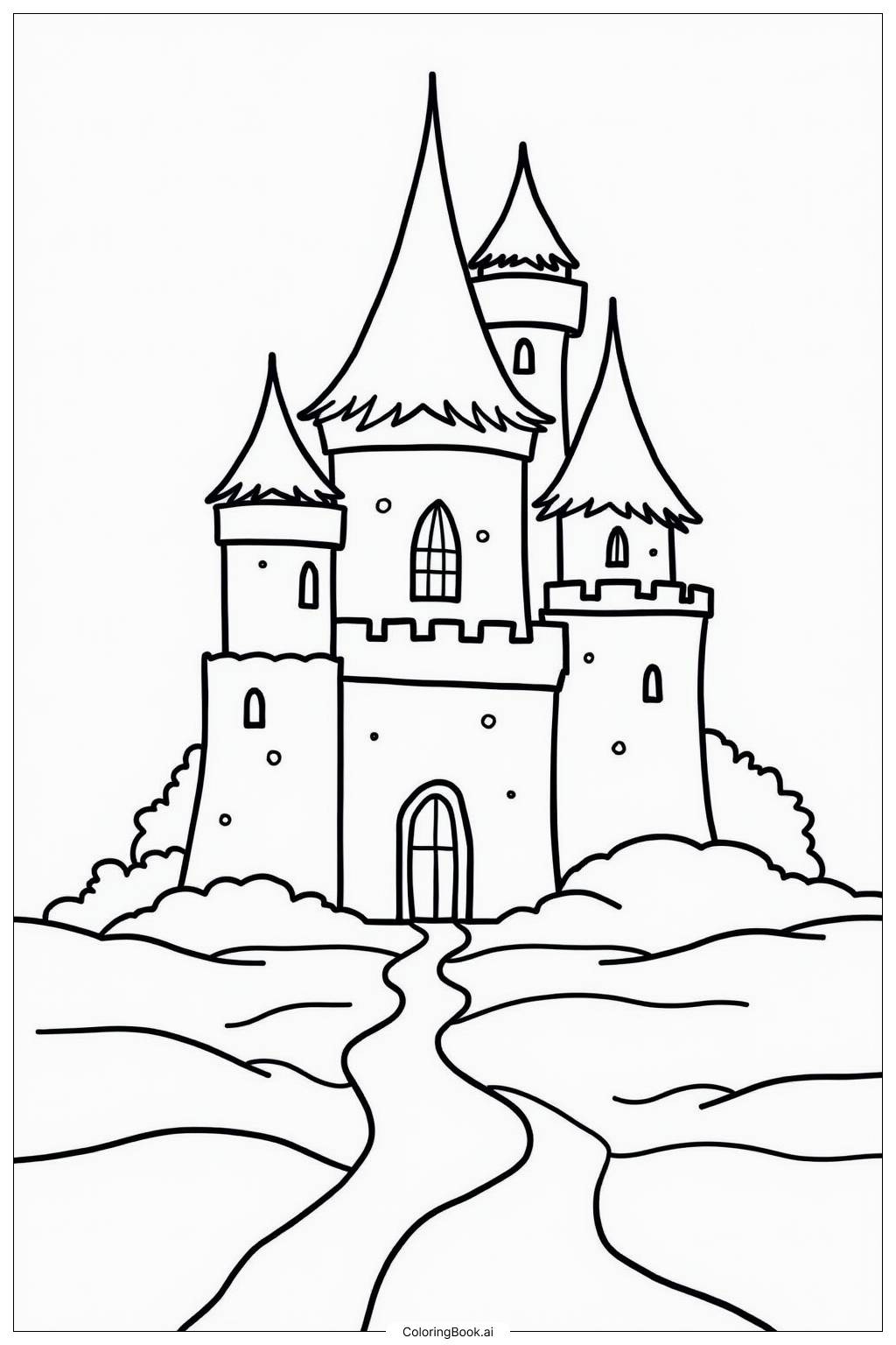  Page de coloriage Château Détailé Pour Adultes Vitrail 