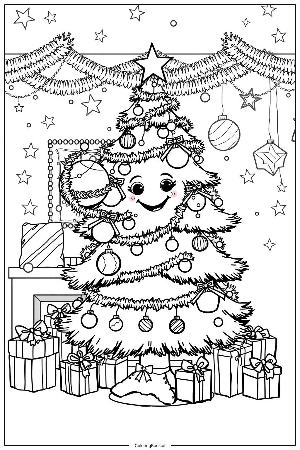  Easy Holiday Tree Coloring Page 