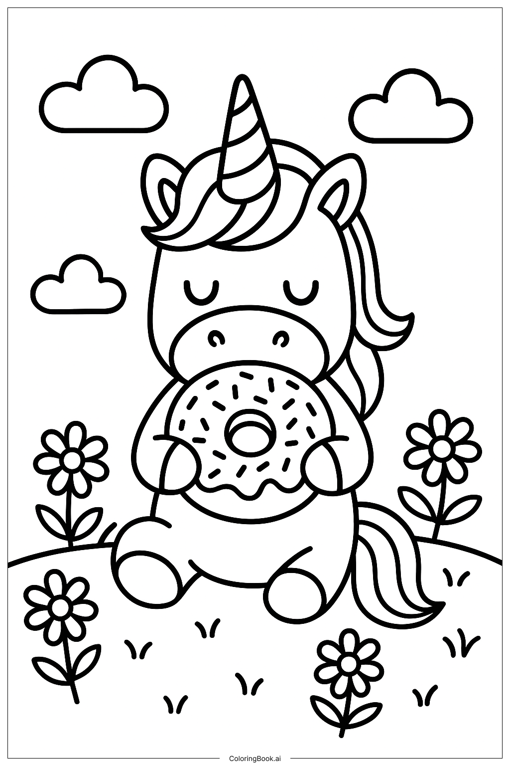 Unicorn Holding A Glazed Donut
