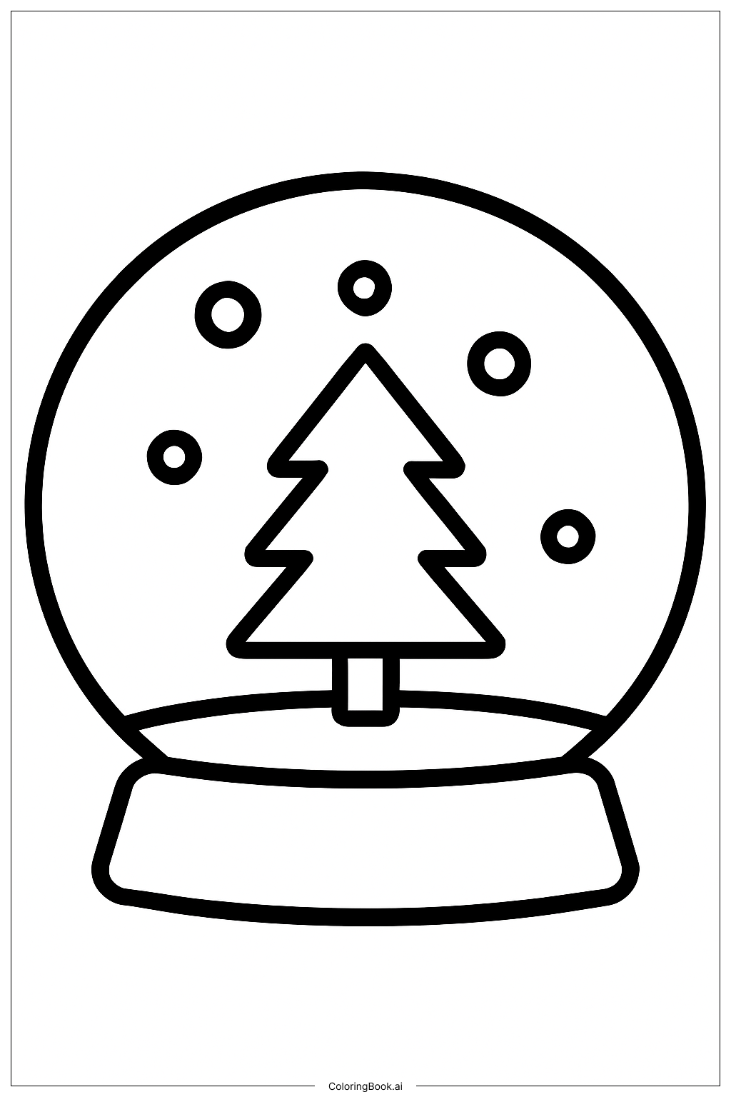 丸いスノーグローブの塗り絵ページ