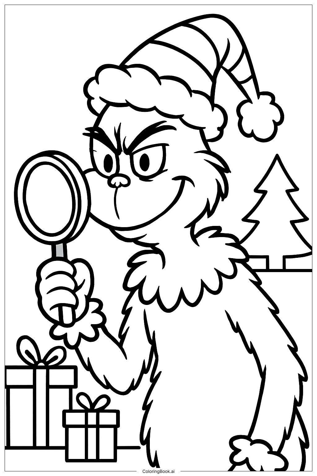  Trang tô màu Ông Grinch Cầm Kính Lúp 