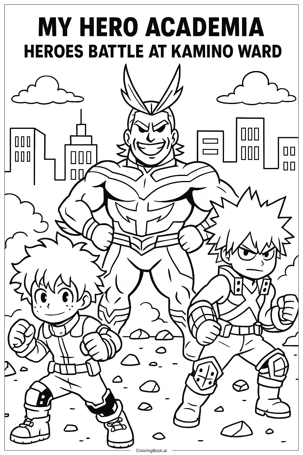  Trang tô màu My Hero Academia Heroes Battle At Kamino Ward 