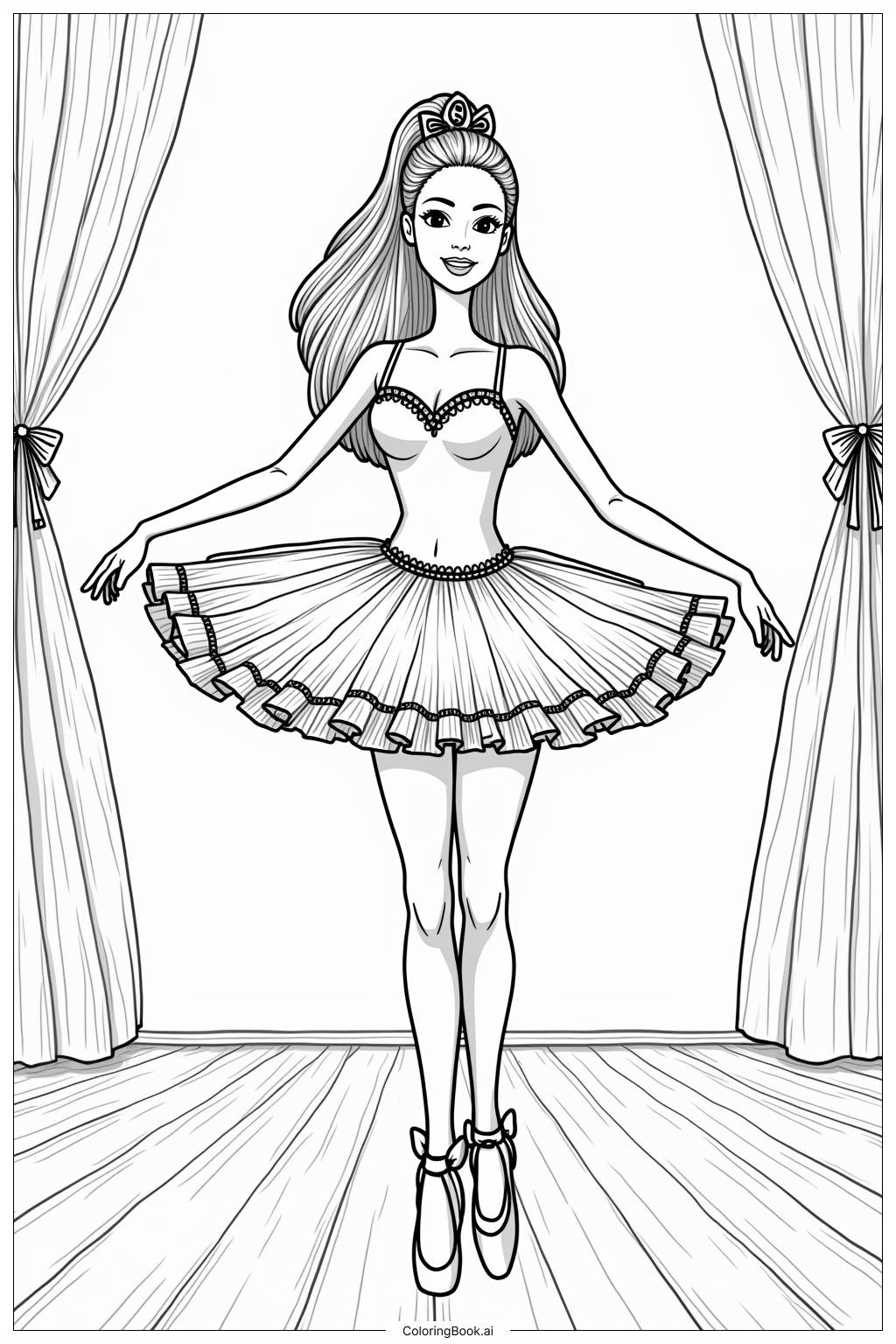  Barbie Ballerina Under a Spotlight Coloring Page 