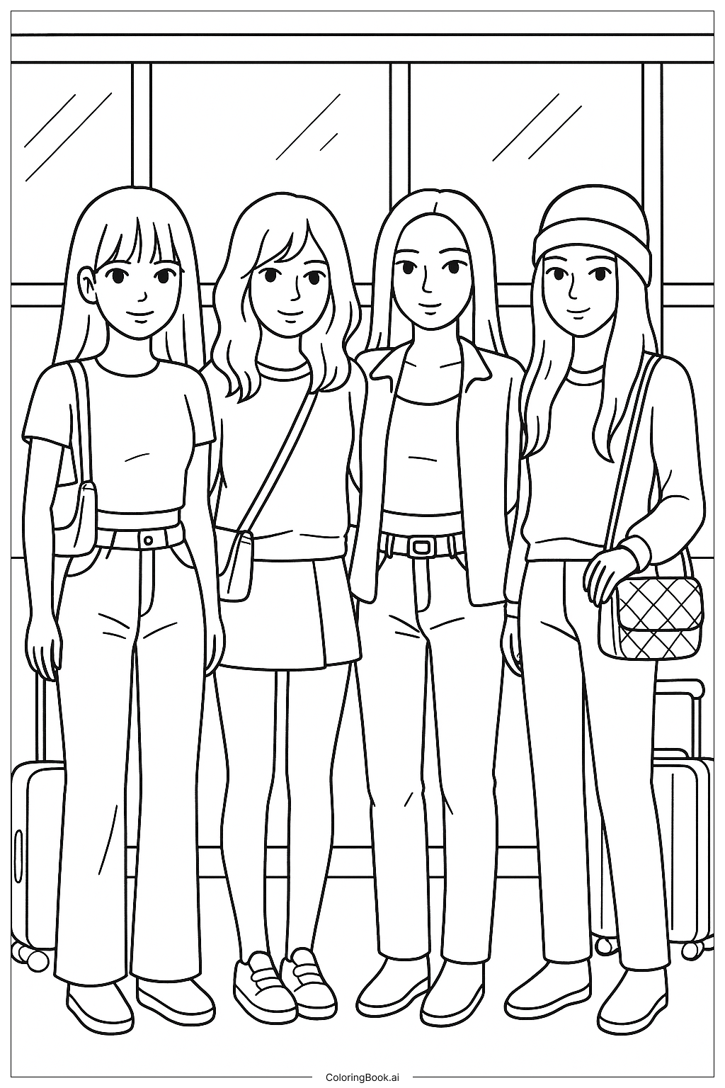  Blackpink At The Airport Fashion Scene Coloring Page 