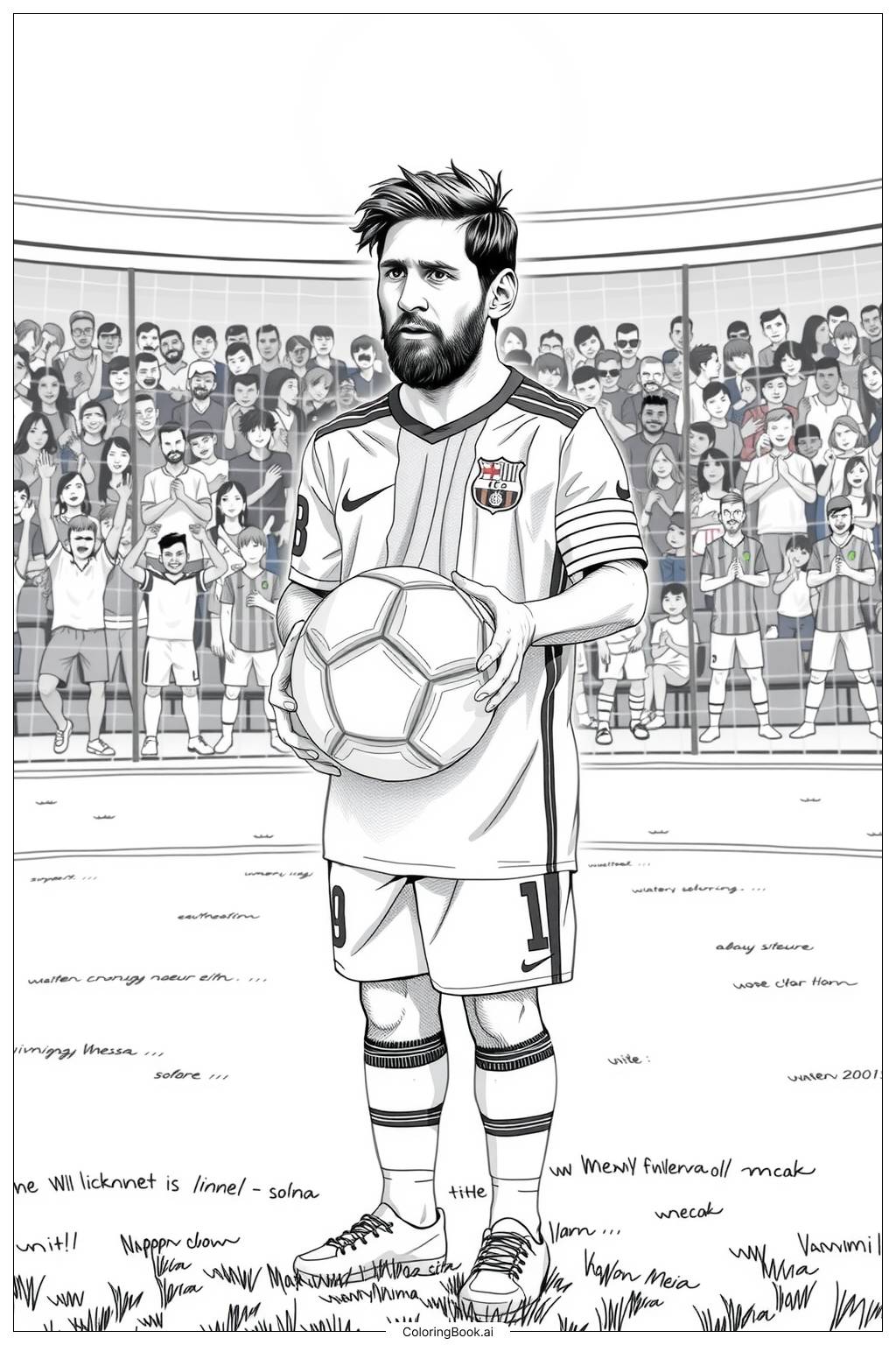  Página para colorear de messi sosteniendo un balón de fútbol-2 