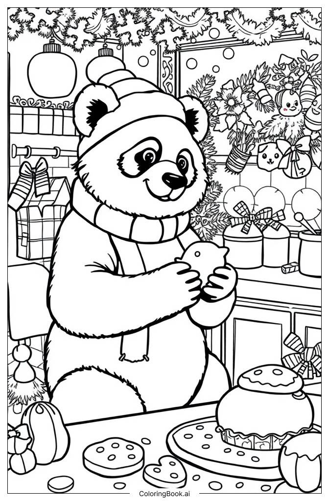  Página para colorear de Navidad Panda2 