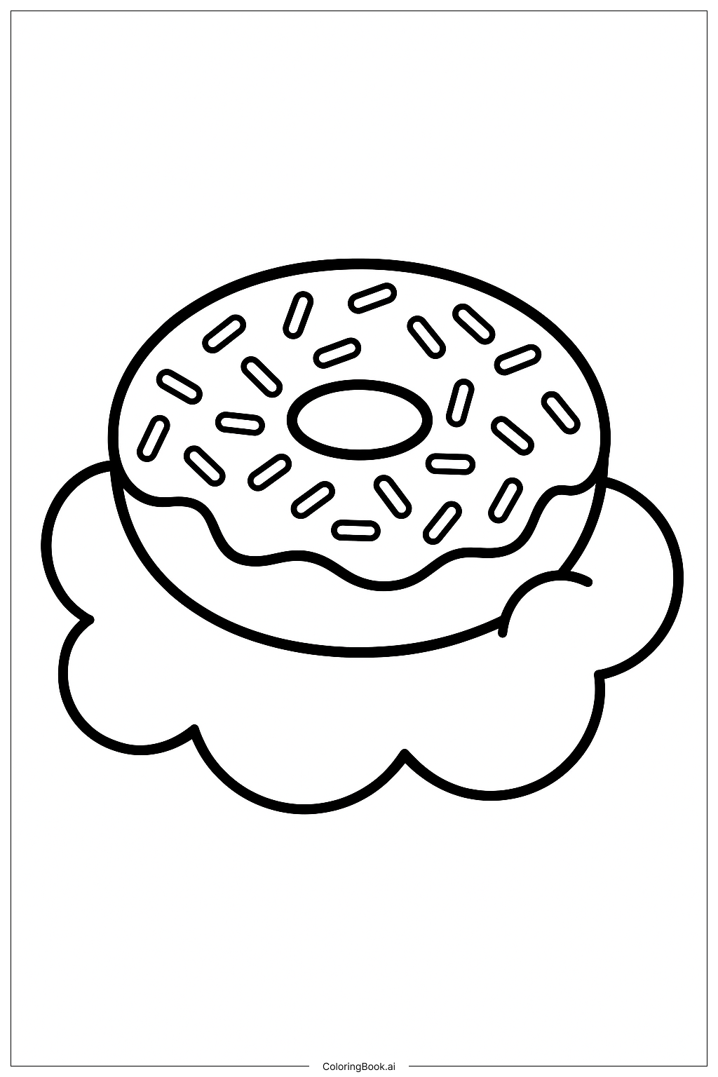  Donut Floating On A Cloud Coloring Page 
