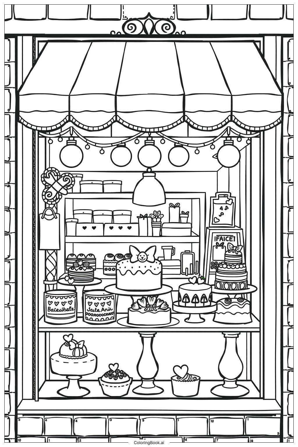  Cake Shop Window-2 Coloring Page 