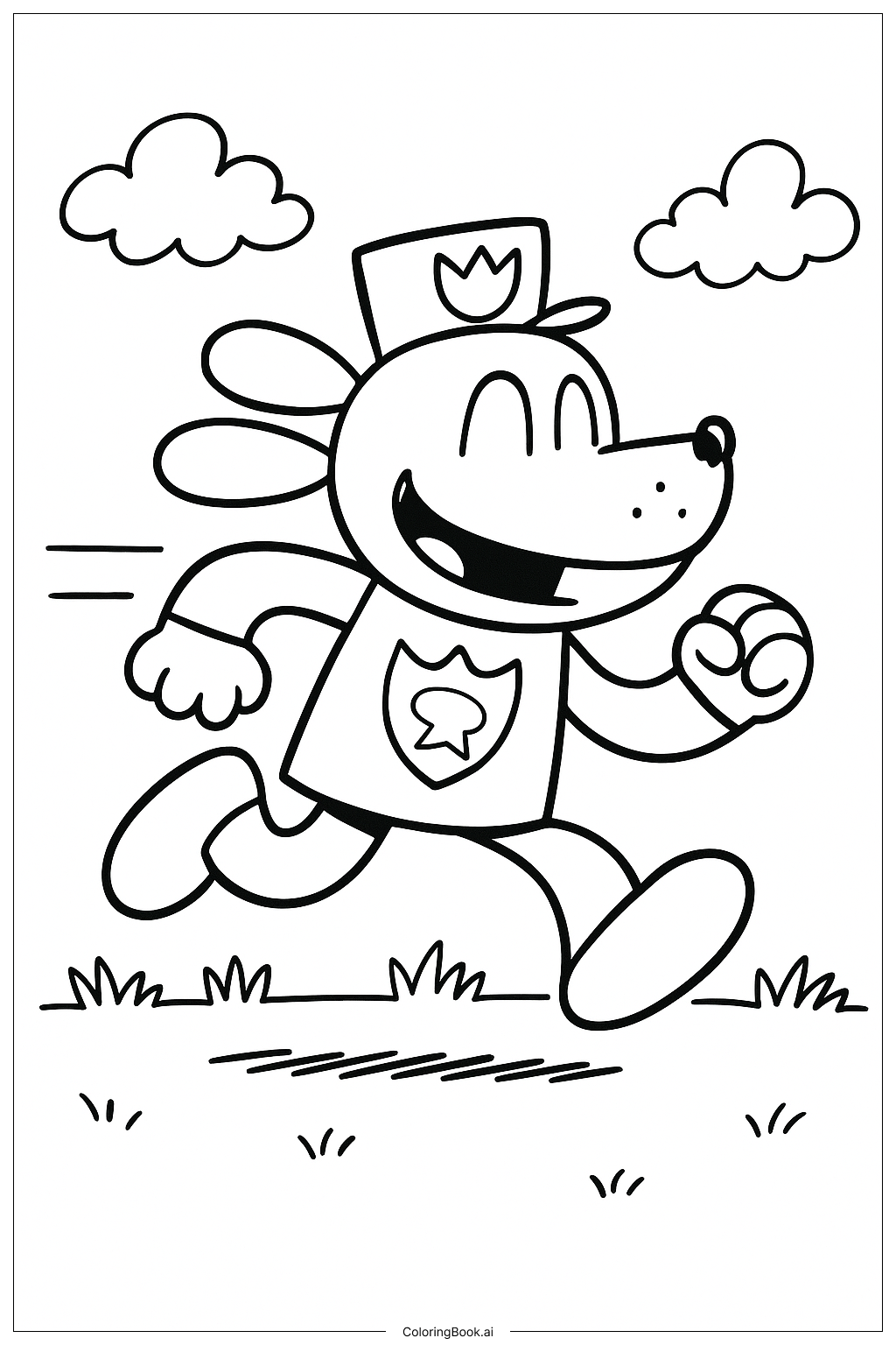 Dog Man Running Fast Coloring Page