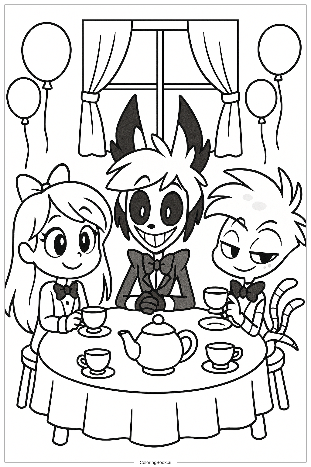 헤즈빈 호텔에서의 다과회 색칠공부 페이지