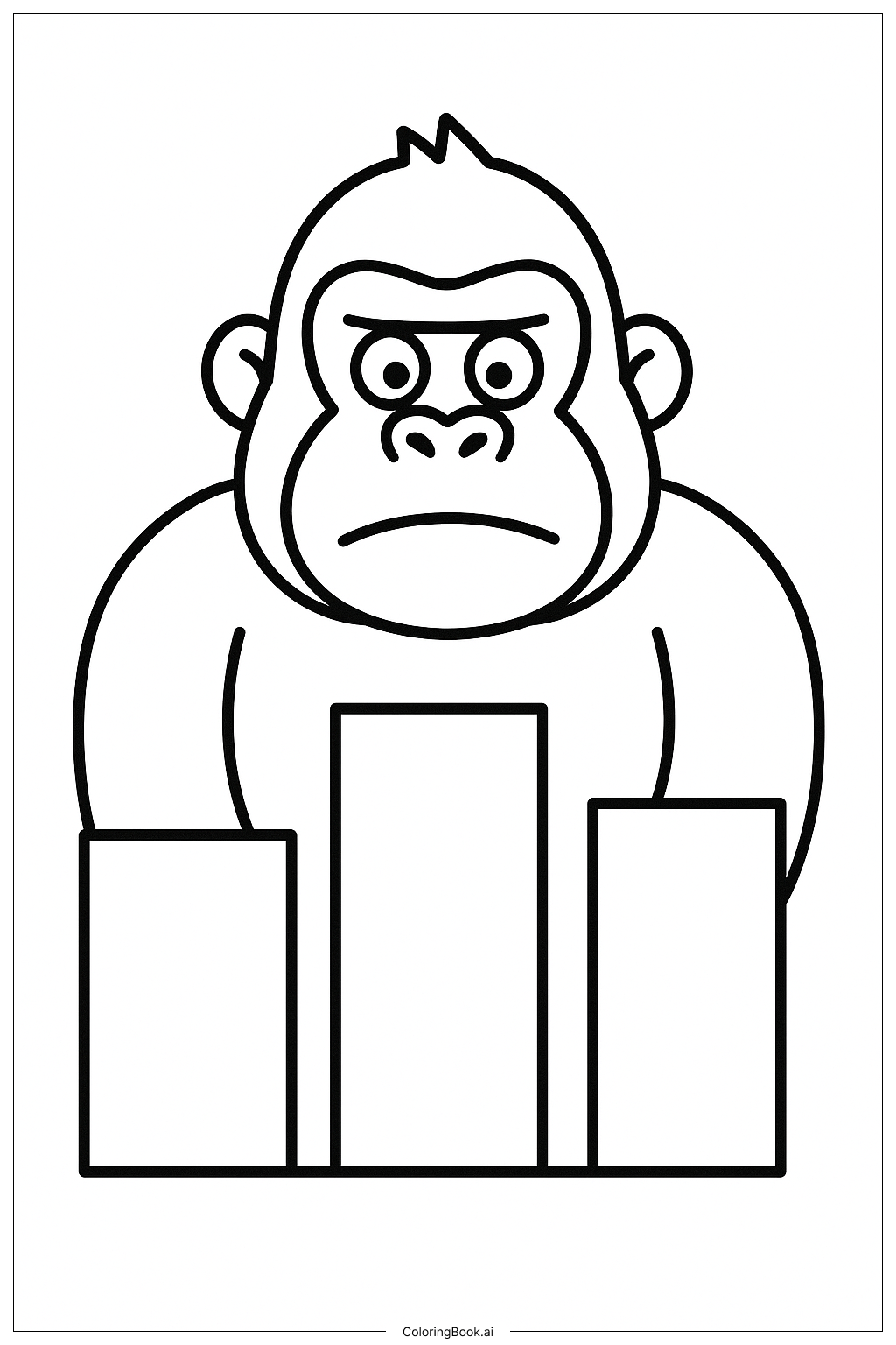  King Kong Peeking Through Skyscrapers Coloring Page 
