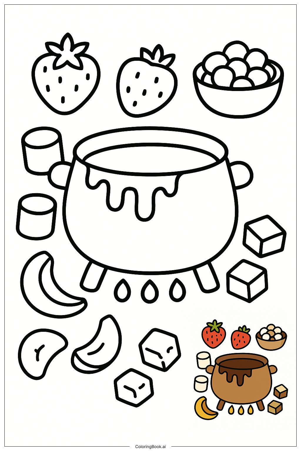  Trang tô màu Nồi Fondue Sô-cô-la 