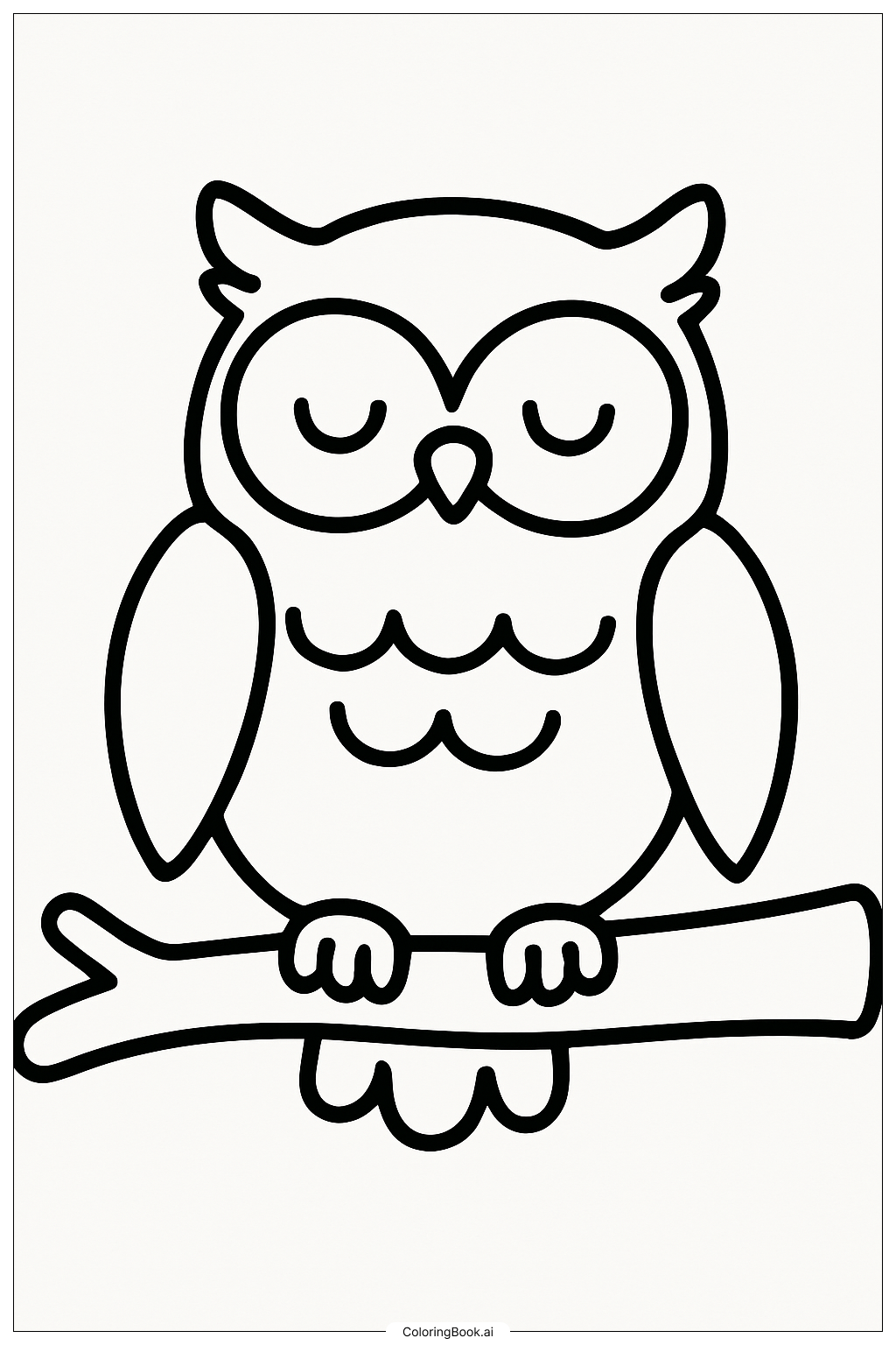  A Cozy Owl On A Branch Coloring Page 