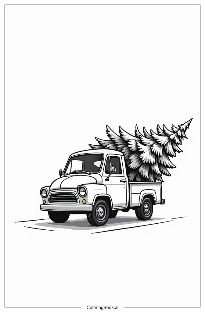  Christmas Tree Delivery Truck Coloring Page 