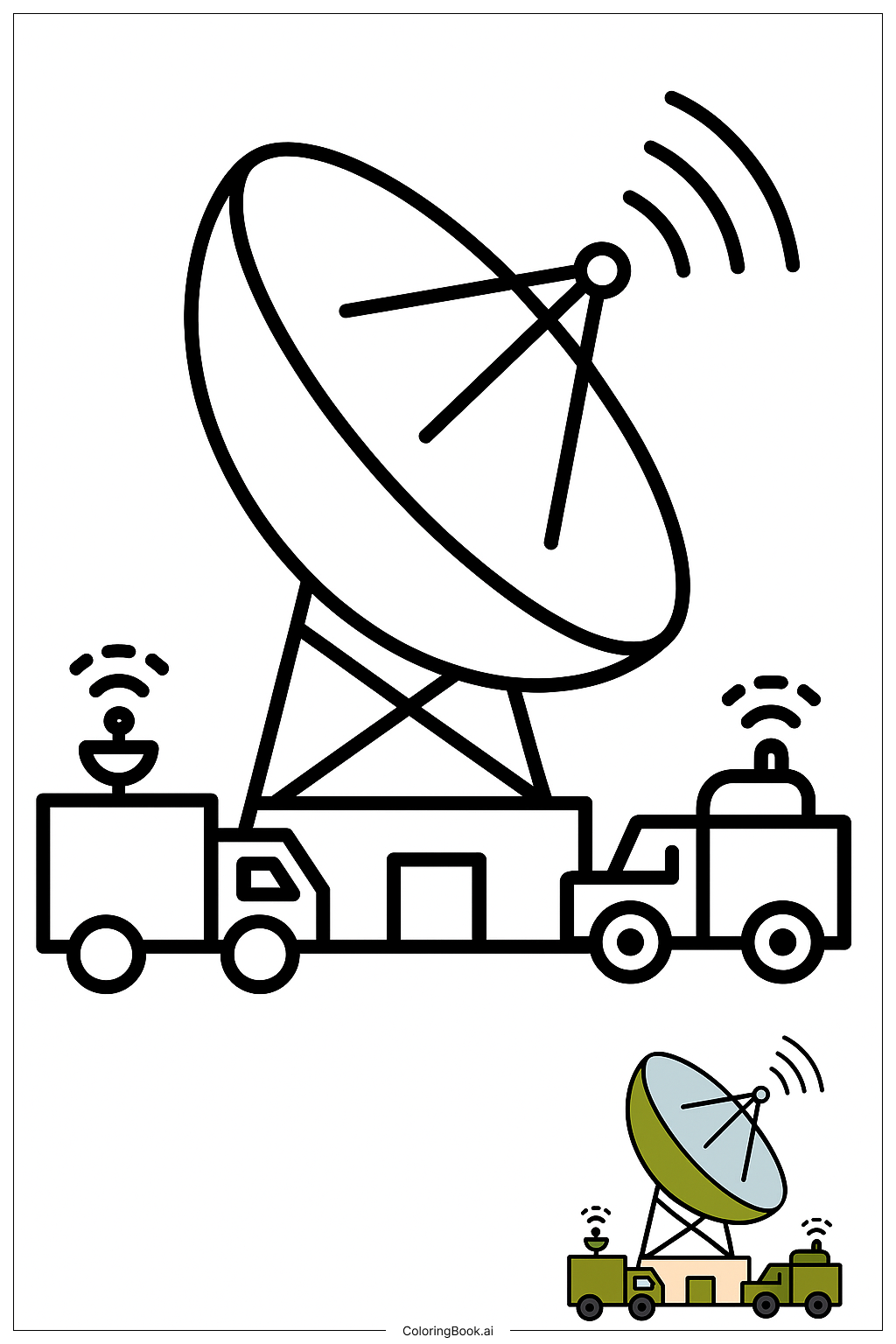  Page de coloriage Dish satellite de base militaire 