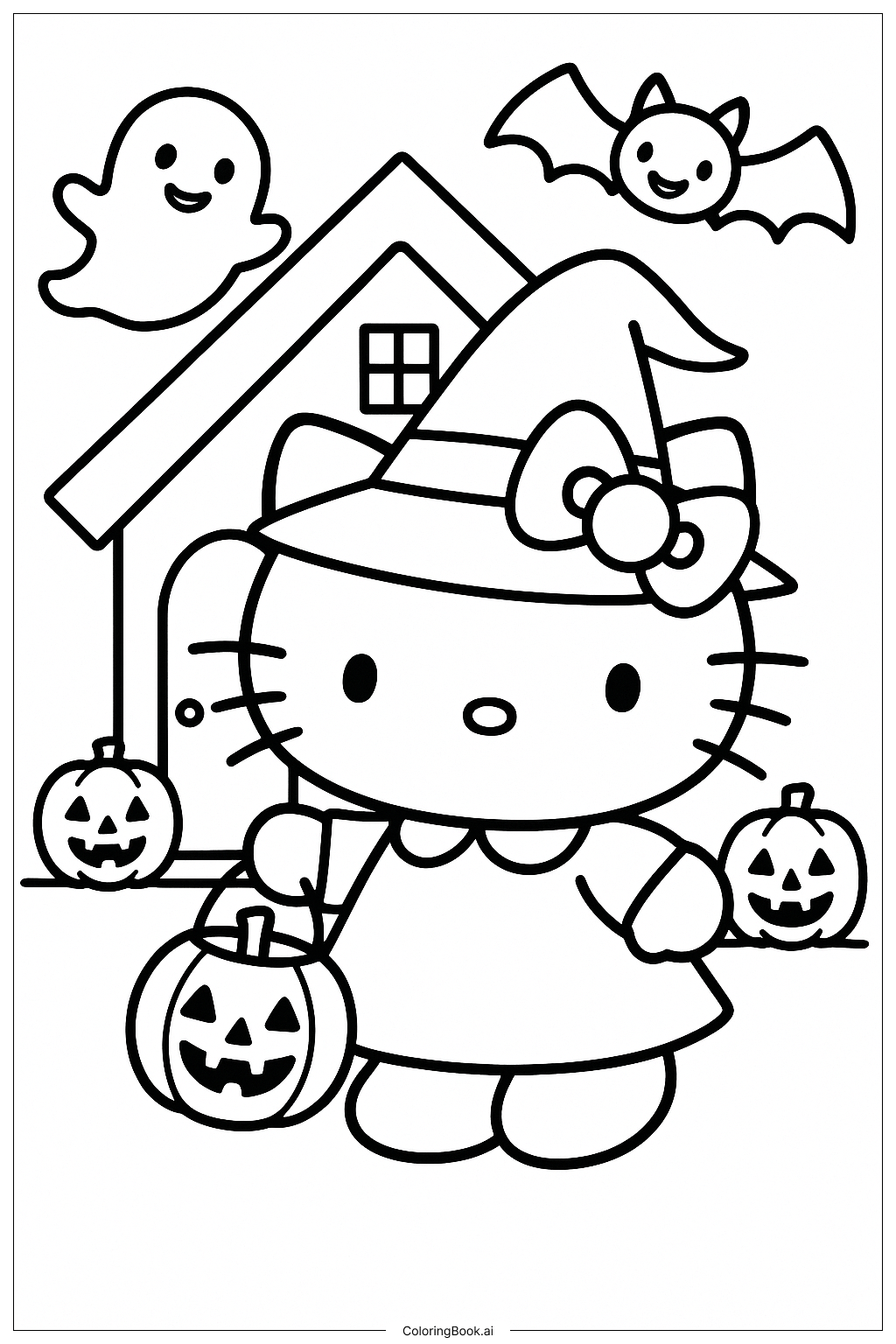  Trang tô màu Tiệc Halloween của Hello Kitty 