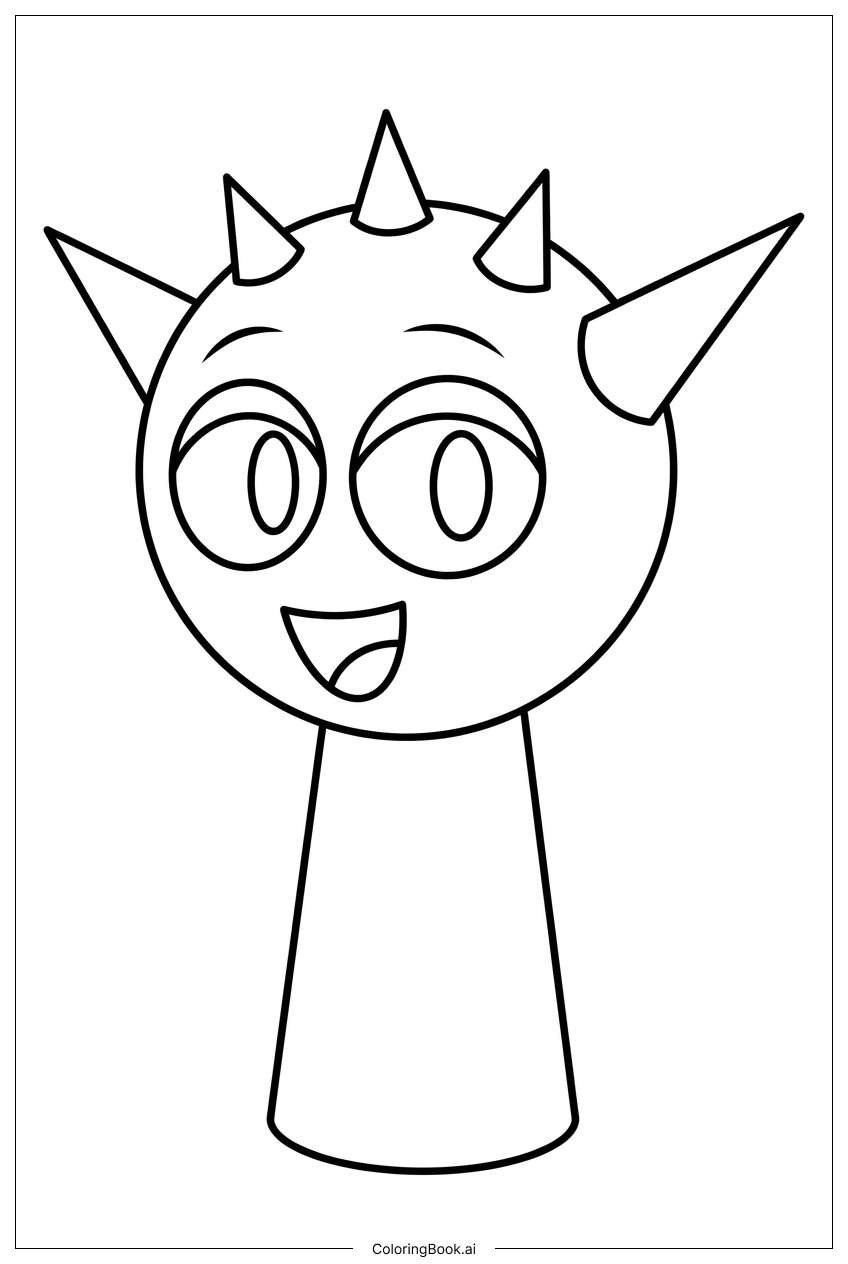 Page de coloriage Sprunki Ami Épineux Sourit Avant la Bataille